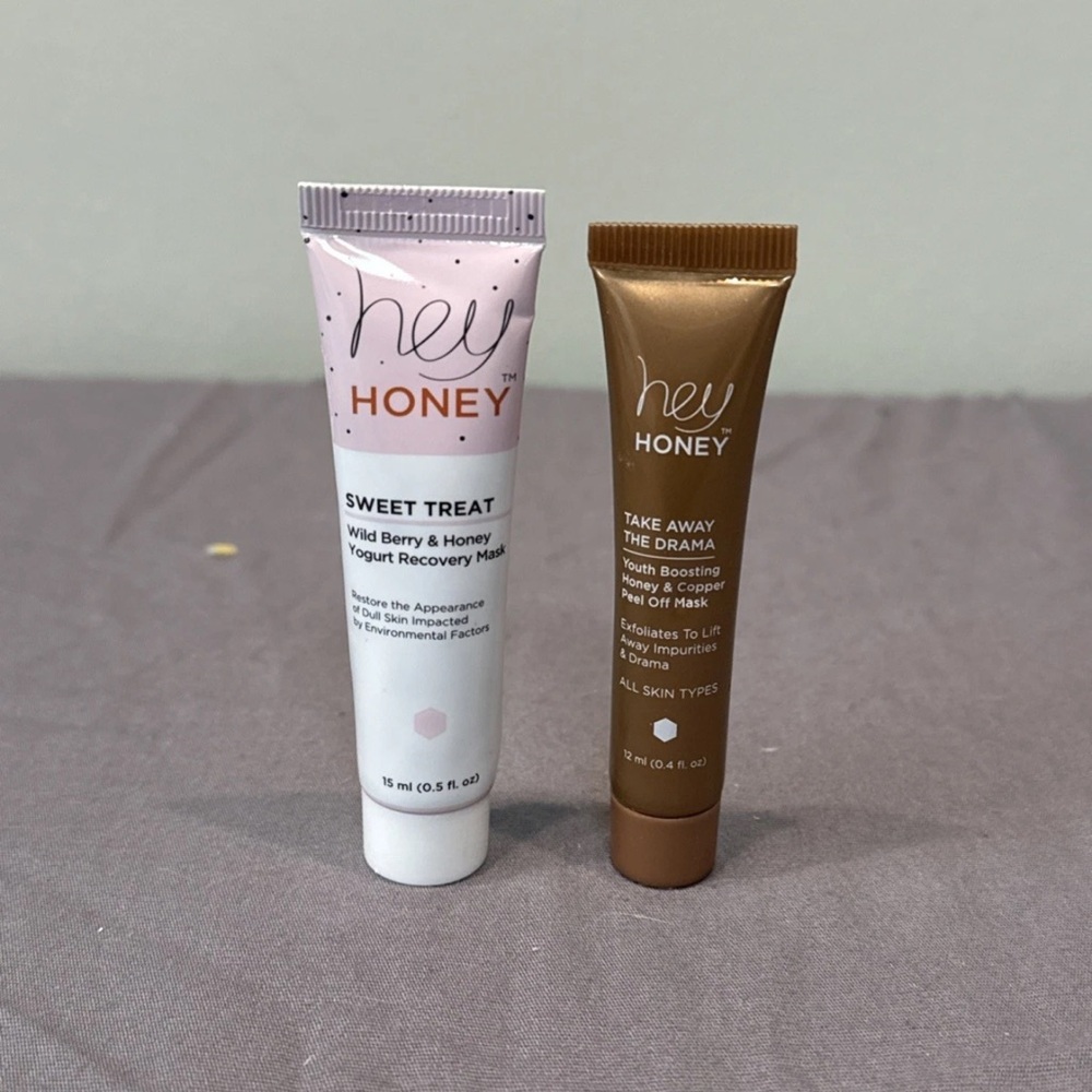 hey honey travel size sweet treat and take away the drama face masks sealed